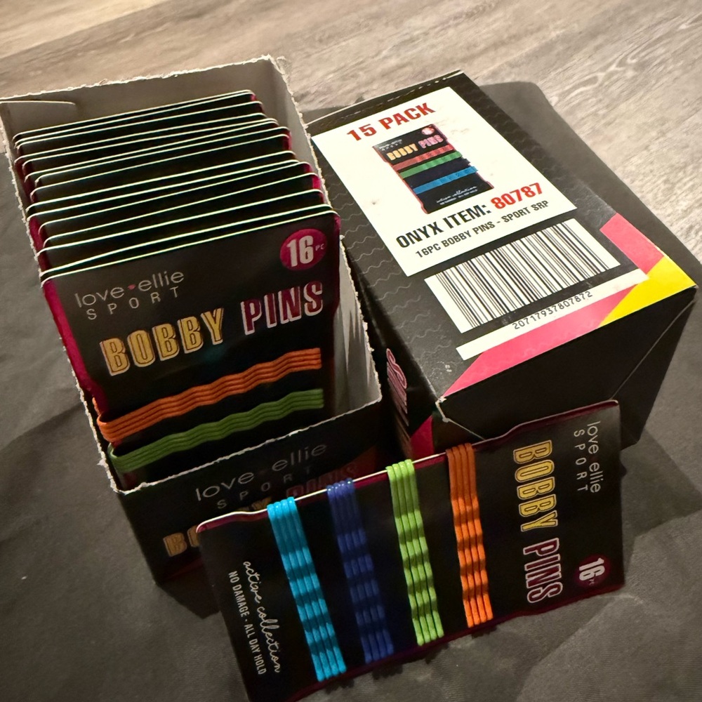480 Multi Colored Love Ellie Sport Bobby Pins. Two Packs.